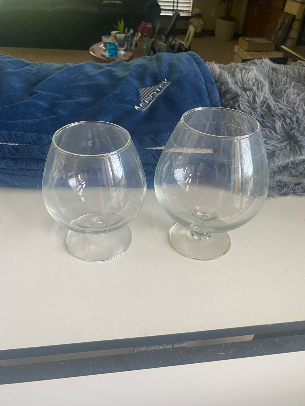 Set of Two Clear Brandy Snifter Glasses